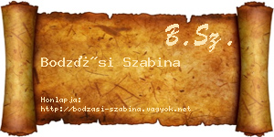 Bodzási Szabina névjegykártya